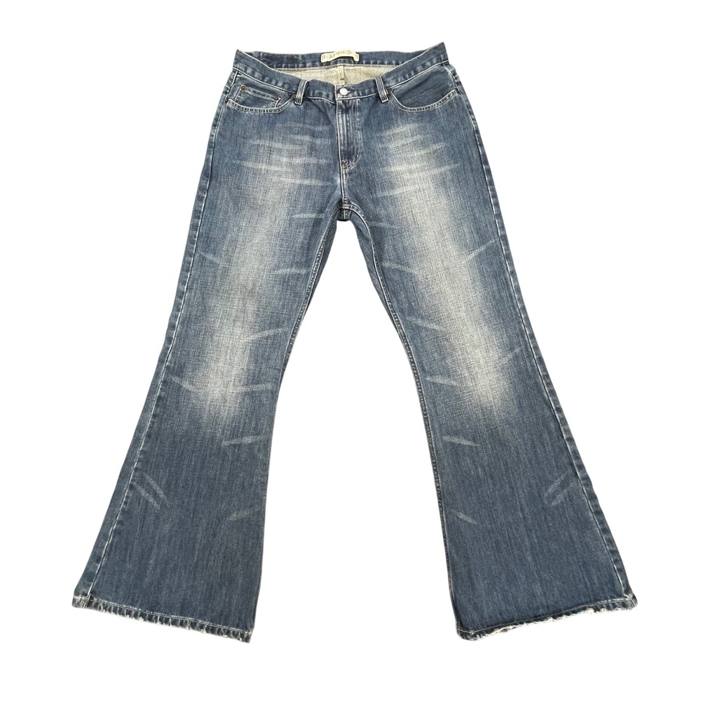 Express Blue Precision Fit 76 Lenny Flare Leg Jeans Mens 36x32 Y2K